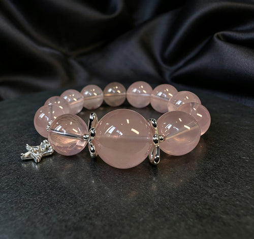 Natural Rose Quartz Bracelet, Love & Luck Healing Crystal 天然粉水晶手链 旺人缘招桃花能量水晶