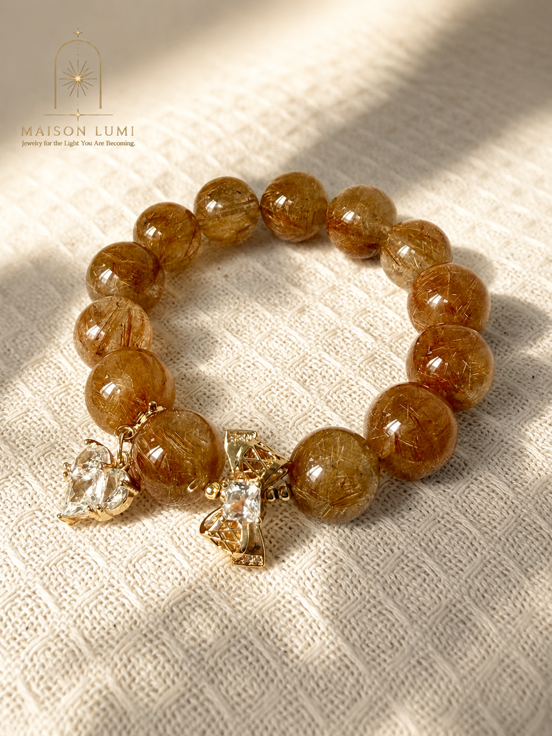 Natural Golden Rutilated Quartz Bracelet, Wealth Healing Crystal 天然金发晶手链  旺运招财能量水晶