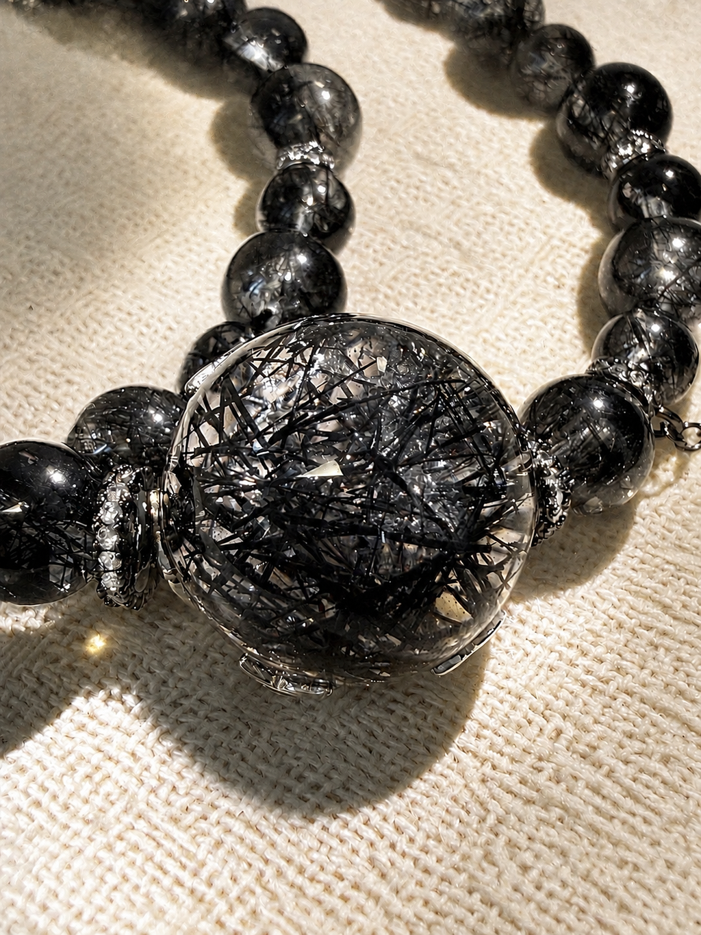 Natural Black Rutilated Quartz Double Bracelet, Protection Healing Crystal 天然黑发晶双链手链 护身能量水晶