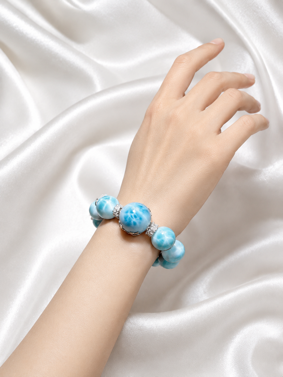 Natural Larimar Bracelet, Calming Healing Crystal 天然海纹石手链 舒缓情绪能量水晶