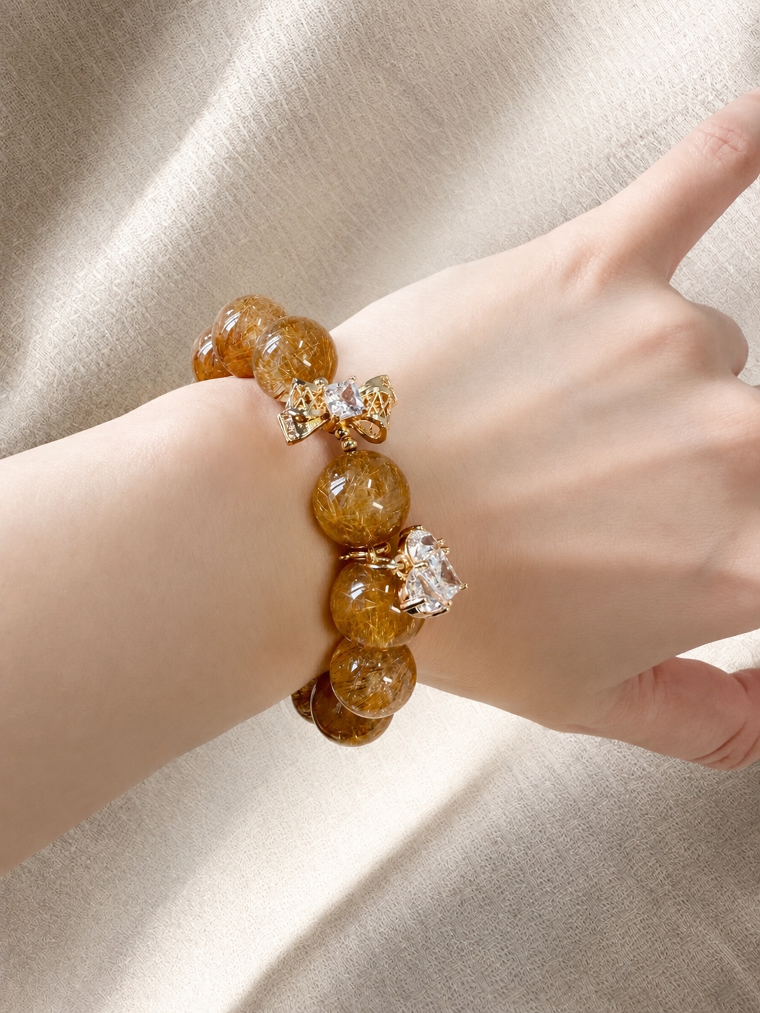 Natural Golden Rutilated Quartz Bracelet, Wealth Healing Crystal 天然金发晶手链  旺运招财能量水晶