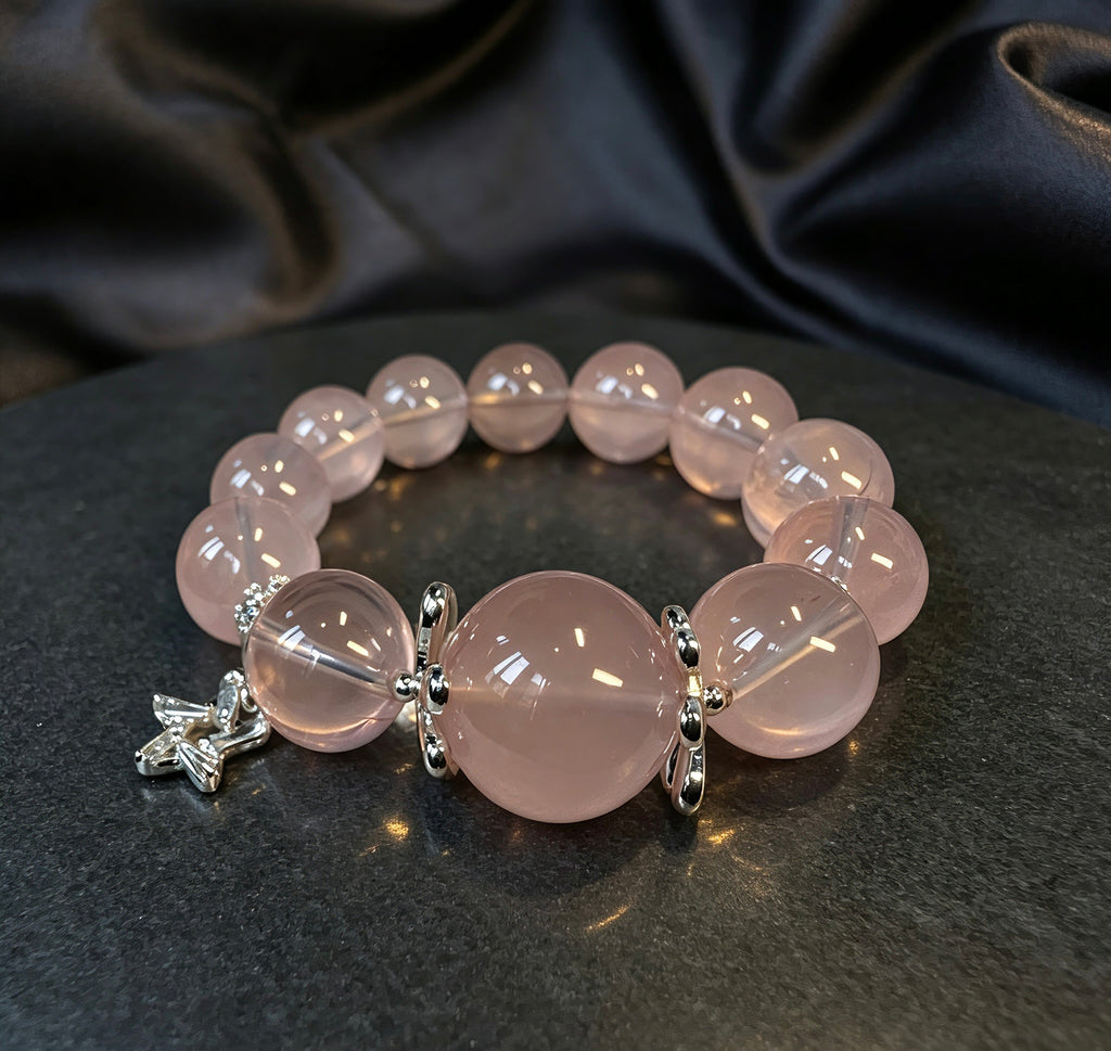 Natural Rose Quartz Bracelet, Love & Luck Healing Crystal 天然粉水晶手链 旺人缘招桃花能量水晶