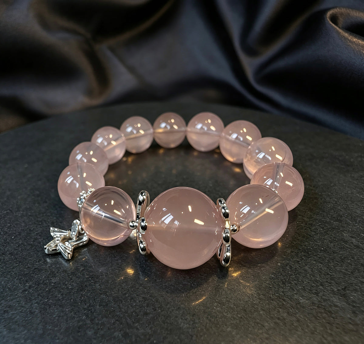 Natural Rose Quartz Bracelet, Love & Luck Healing Crystal 天然粉水晶手链 旺人缘招桃花能量水晶