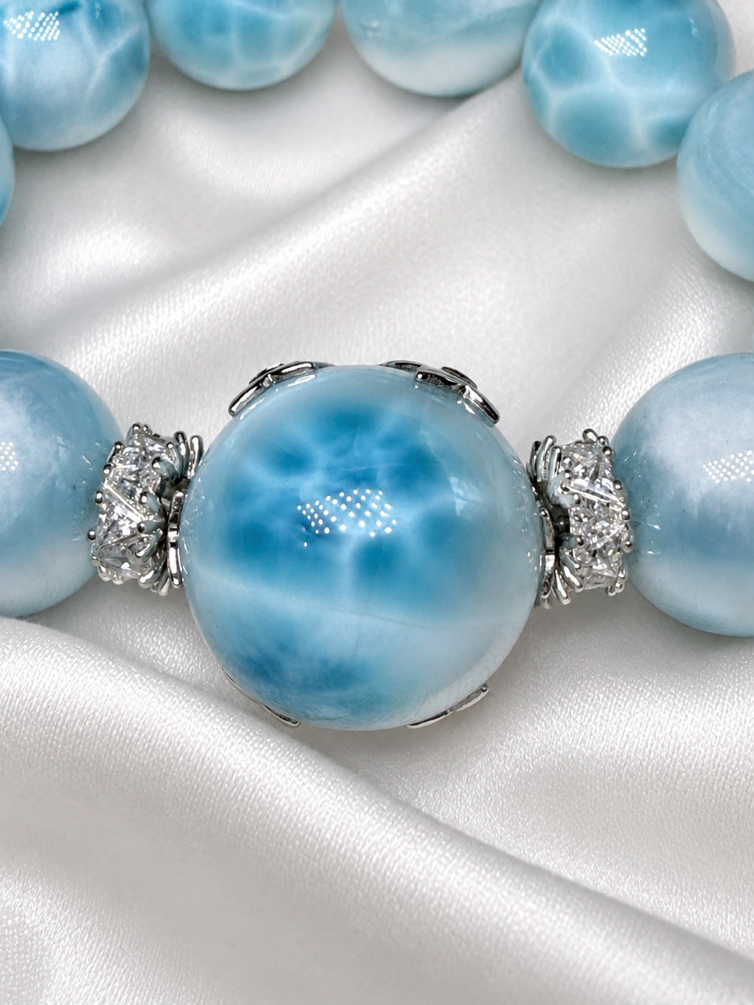 Natural Larimar Bracelet, Calming Healing Crystal 天然海纹石手链 舒缓情绪能量水晶