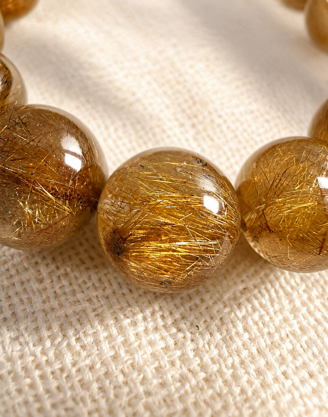 Natural Golden Rutilated Quartz Bracelet, Wealth Healing Crystal 天然金发晶手链  旺运招财能量水晶